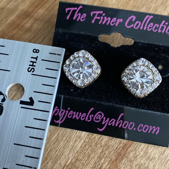 Pg Jewels Rhinestone Square Post Earrings NEW - Picture 7 of 8